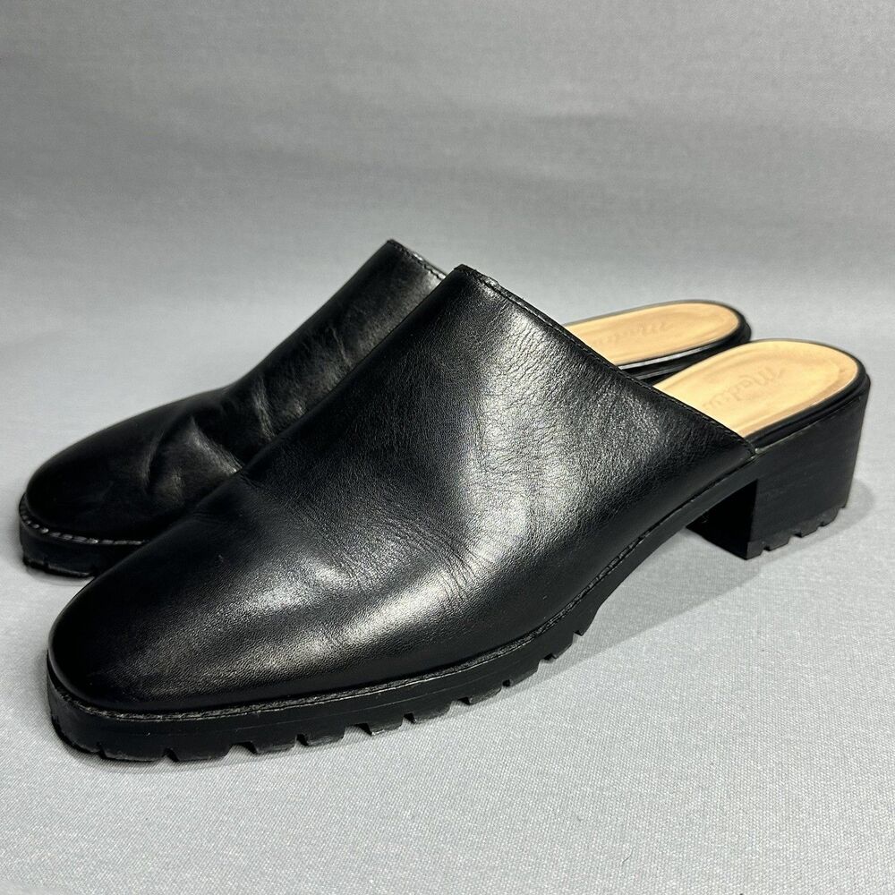 Madewell Slip On Shoes Size 10.5 The Mindy Chunky Lugsole Mules in True Black